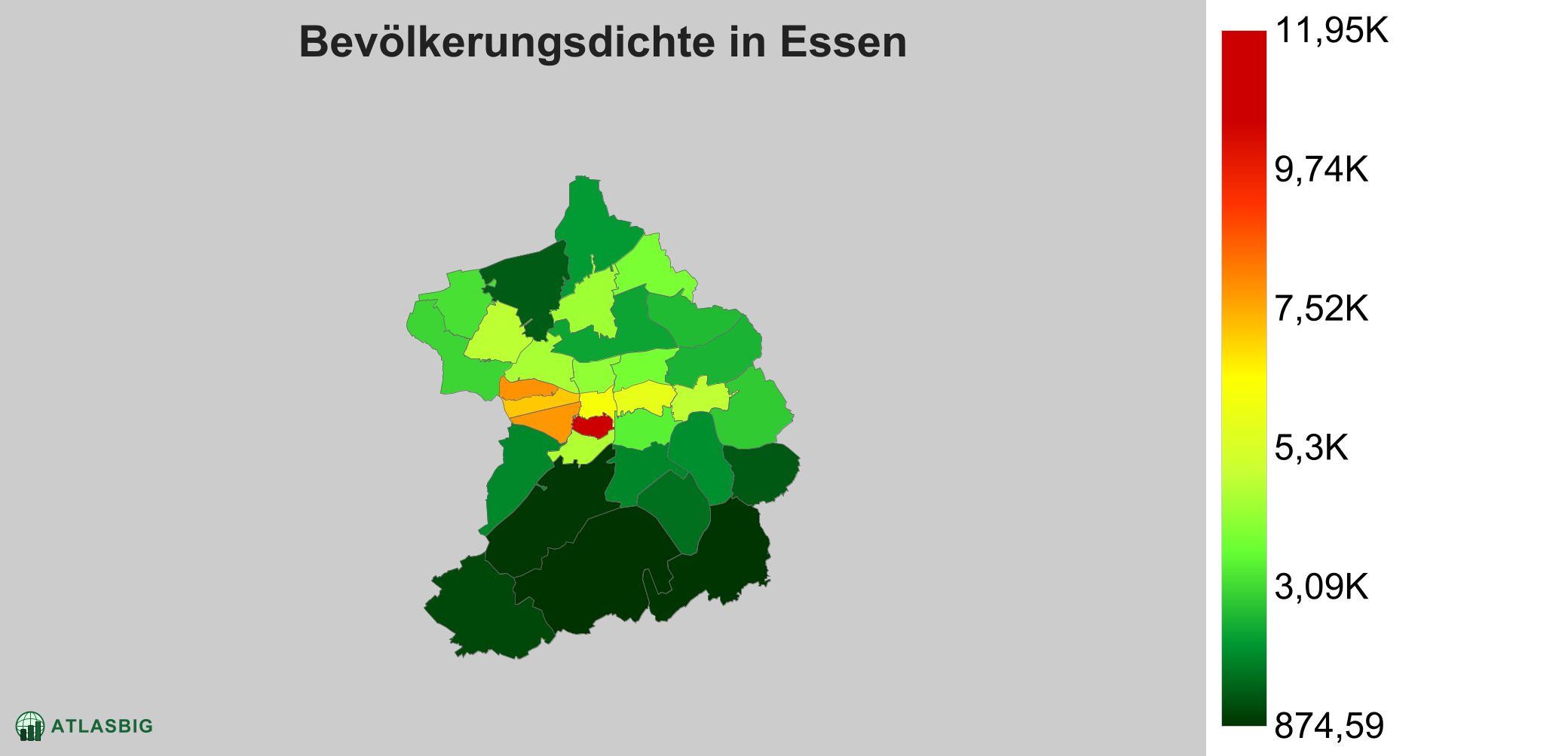 Bevölkerungsdichte in Essen: Die am dichtesten besiedelten Gebiete