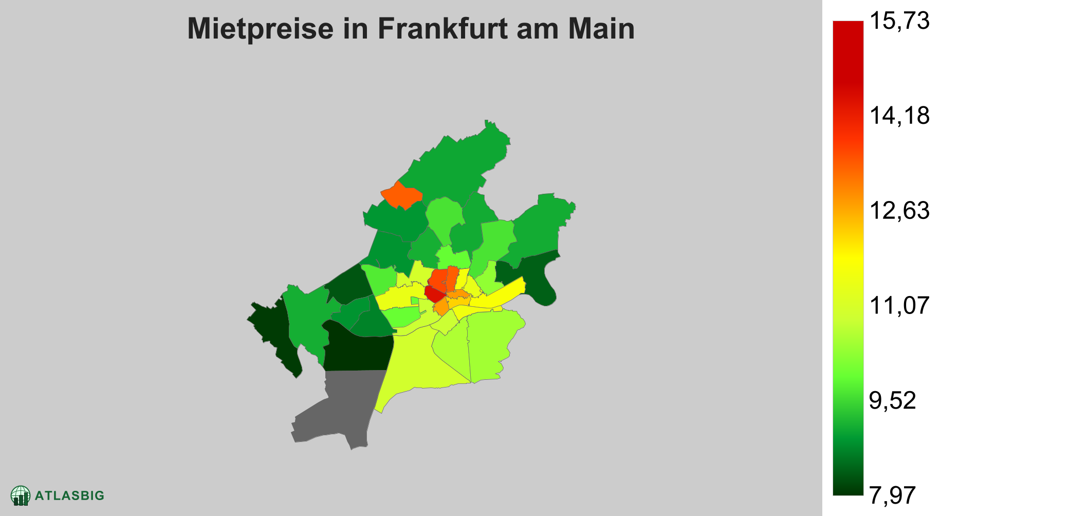 Mietpreise in Frankfurt am Main: Durchschnittliche Kaltmiete pro m²