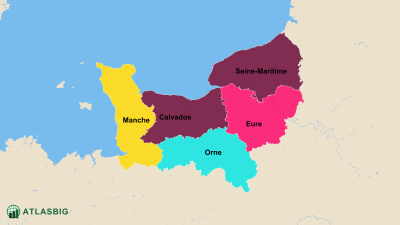 Karte der Départements der Normandie Thumbnail