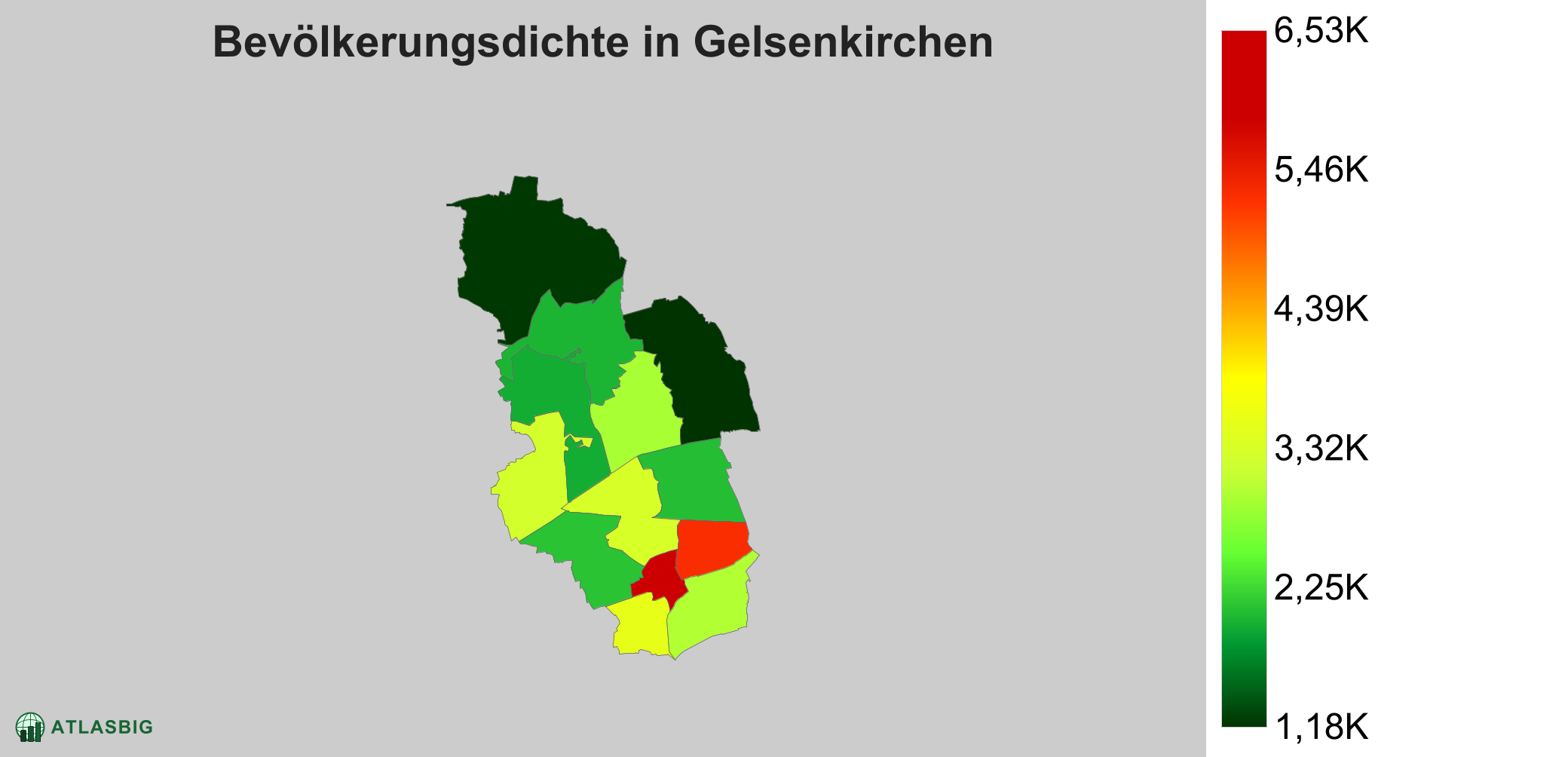 Bevölkerungsdichte in Gelsenkirchen: Die am dichtesten besiedelten Gebiete