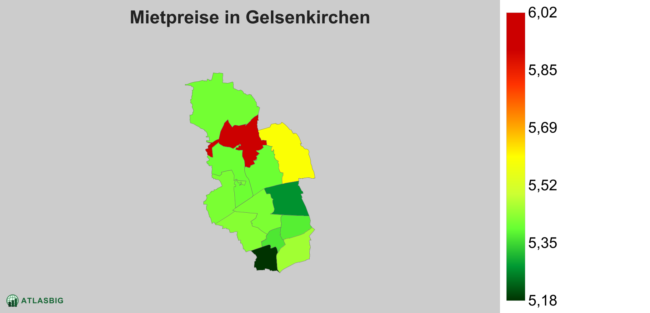 Mietpreise in Gelsenkirchen: Durchschnittliche Kaltmiete pro m²
