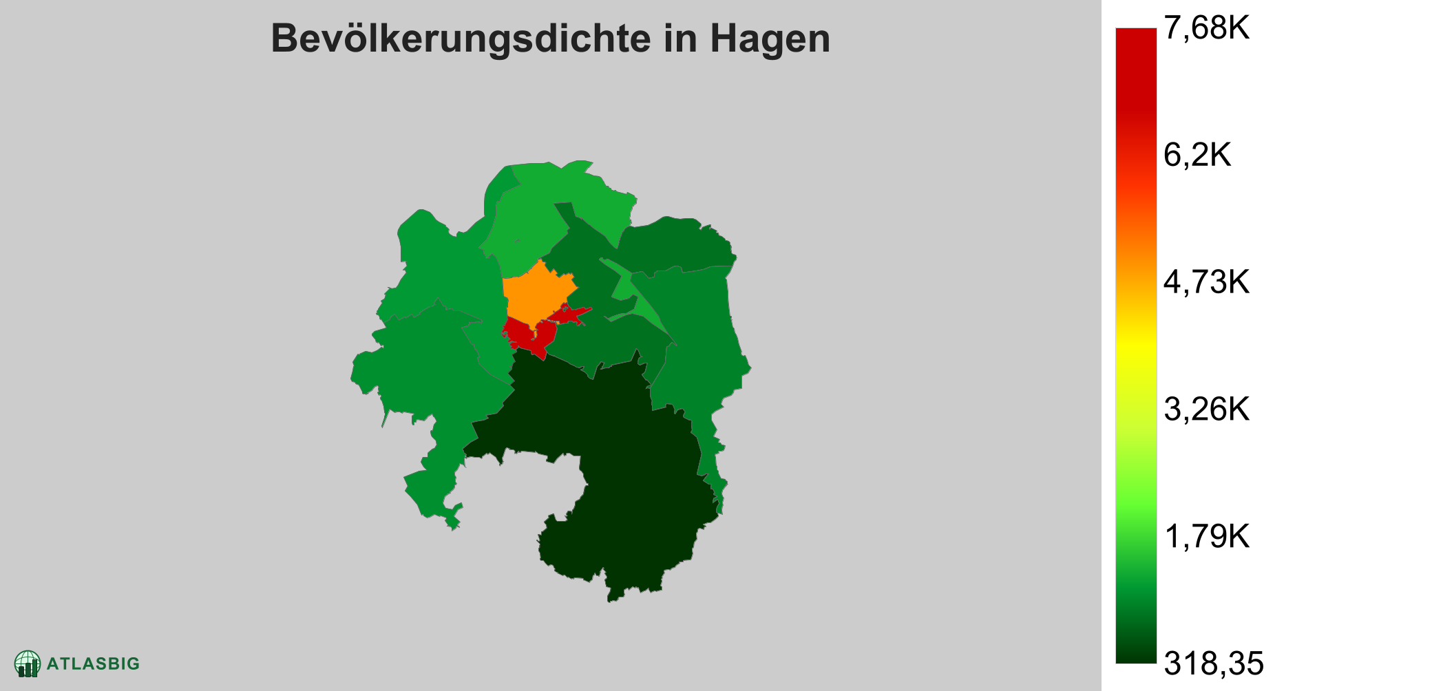 Bevölkerungsdichte in Hagen: Die am dichtesten besiedelten Gebiete