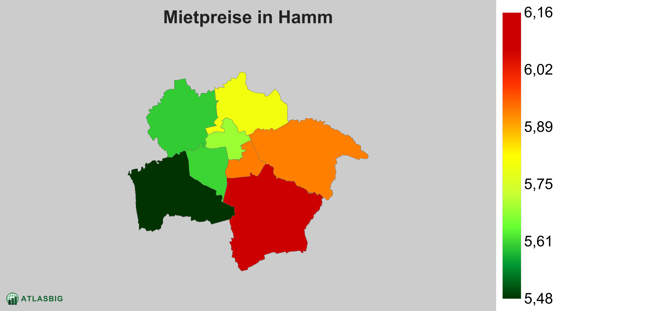Mietpreise in Hamm: Durchschnittliche Kaltmiete pro m²