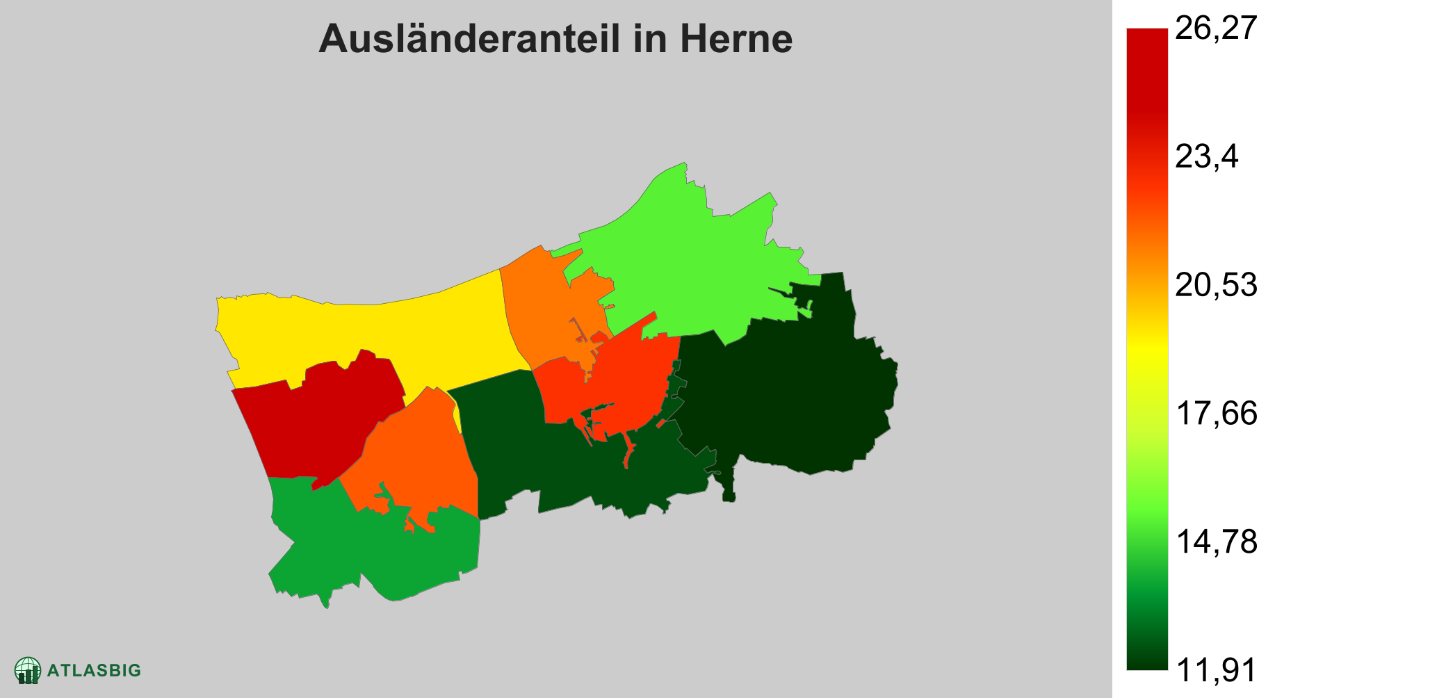 Ausländeranteil in Herne: Wo die meisten Ausländer leben