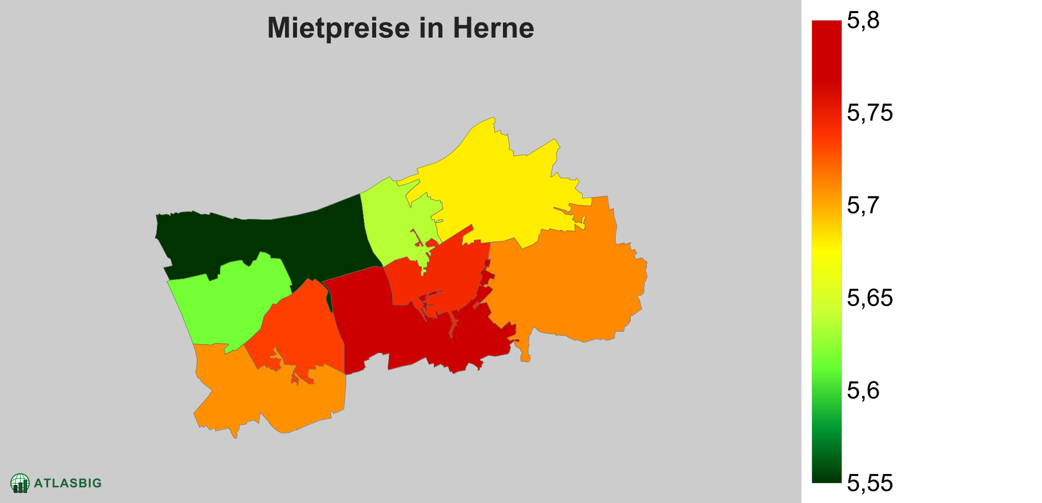 Mietpreise in Herne: Durchschnittliche Kaltmiete pro m²