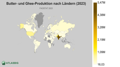 Butter- und Ghee-Produktion nach Ländern (2023) Thumbnail