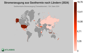 Stromerzeugung aus Geothermie nach Ländern 2026 Thumbnail