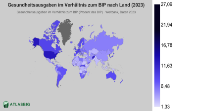 Gesundheitsausgaben im Verhältnis zum BIP nach Land 2026