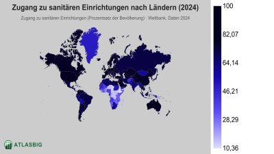 Zugang zu sanitären Einrichtungen nach Ländern 2026 Thumbnail