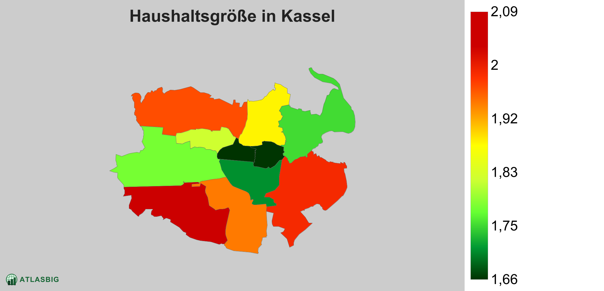 Durchschnittliche Haushaltsgröße in Kassel