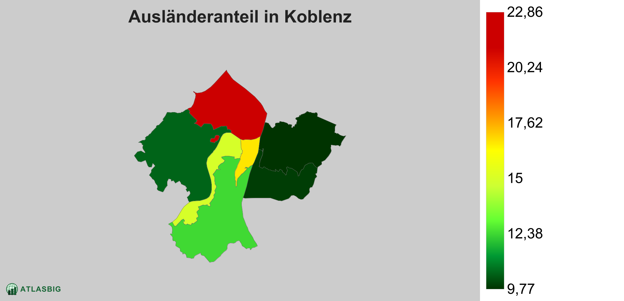 Ausländeranteil in Koblenz: Wo die meisten Ausländer leben
