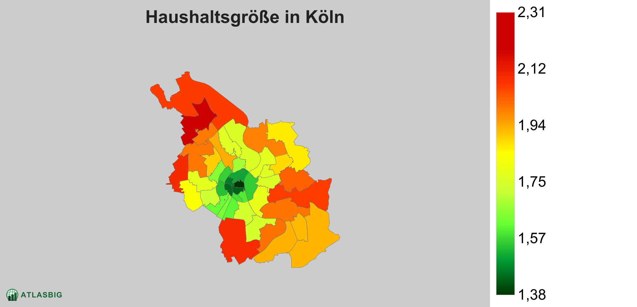 Durchschnittliche Haushaltsgröße in Köln