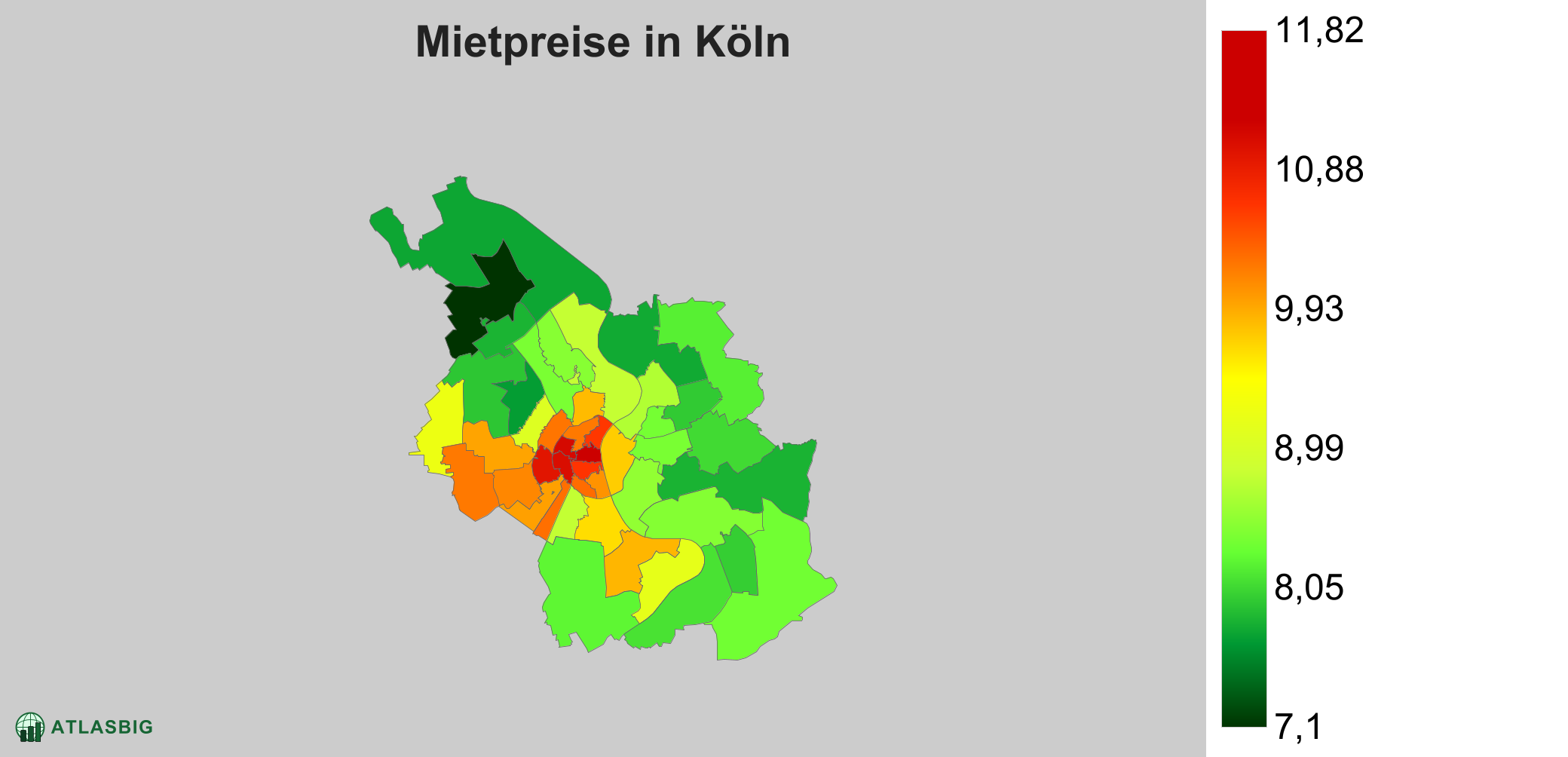 Mietpreise in Köln: Durchschnittliche Kaltmiete pro m²