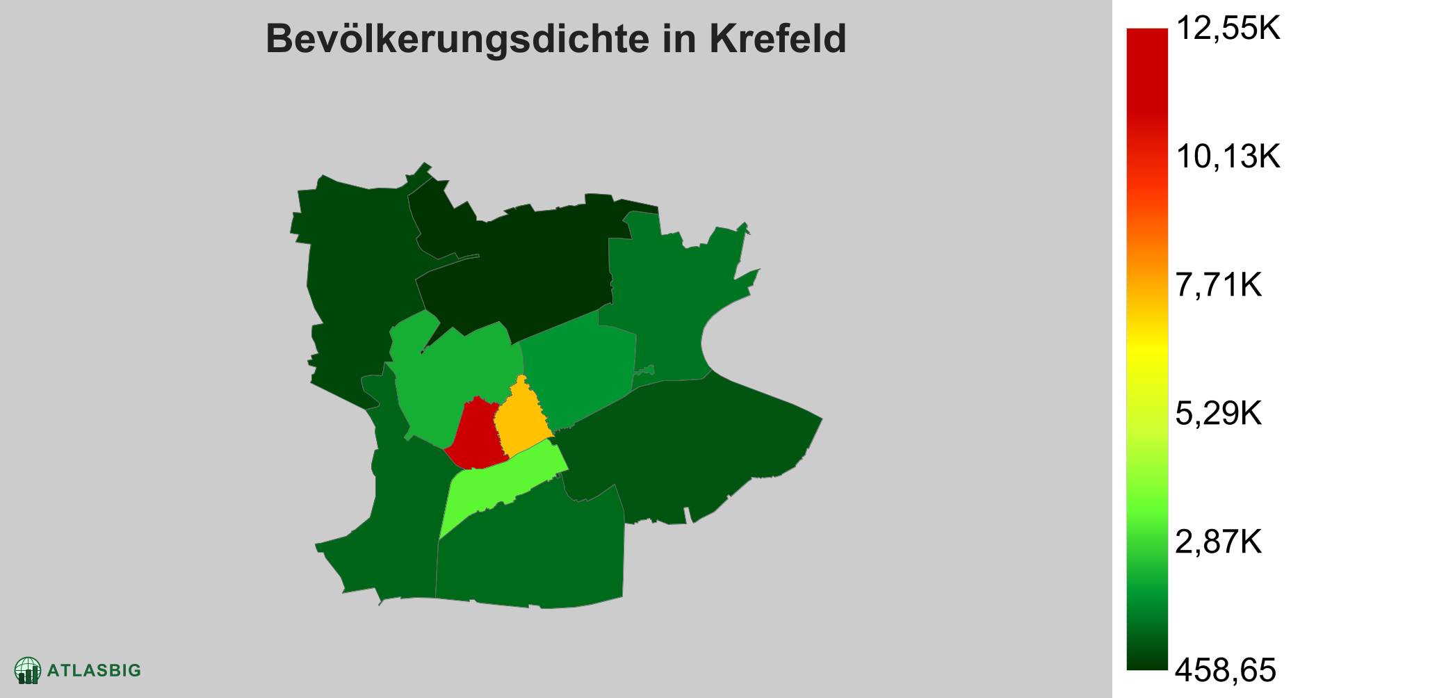 Bevölkerungsdichte in Krefeld: Die am dichtesten besiedelten Gebiete