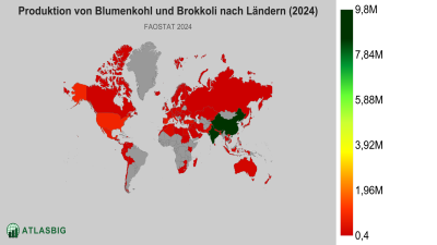 Produktion von Blumenkohl und Brokkoli nach Ländern 2026 Thumbnail