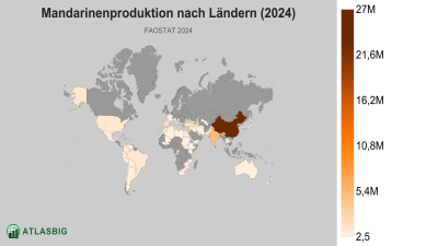 Mandarinenproduktion nach Ländern 2026 Thumbnail