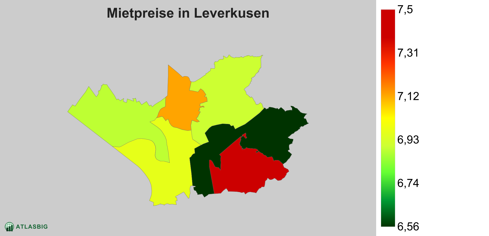 Mietpreise in Leverkusen: Durchschnittliche Kaltmiete pro m²
