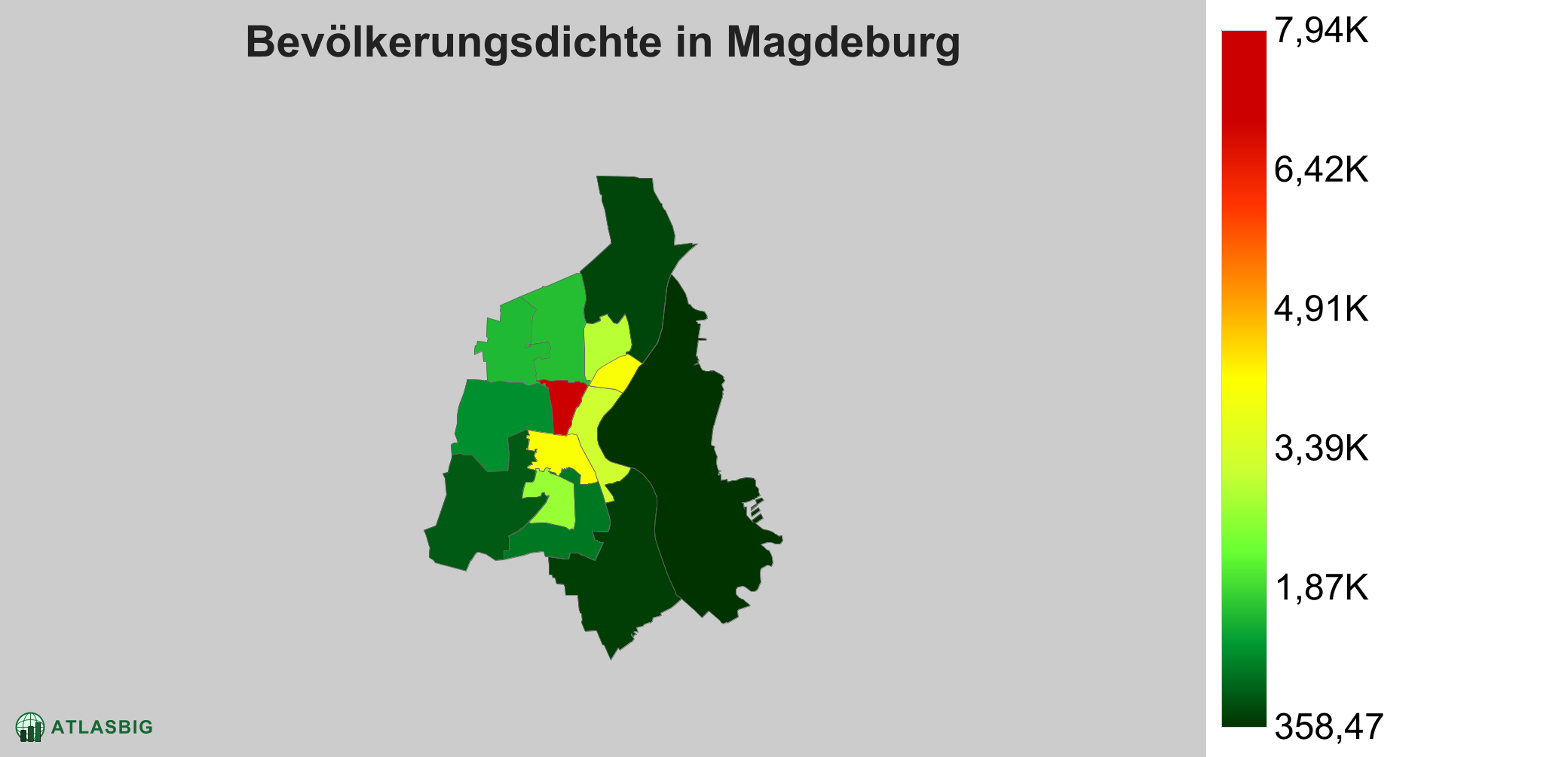 Bevölkerungsdichte in Magdeburg: Die am dichtesten besiedelten Gebiete