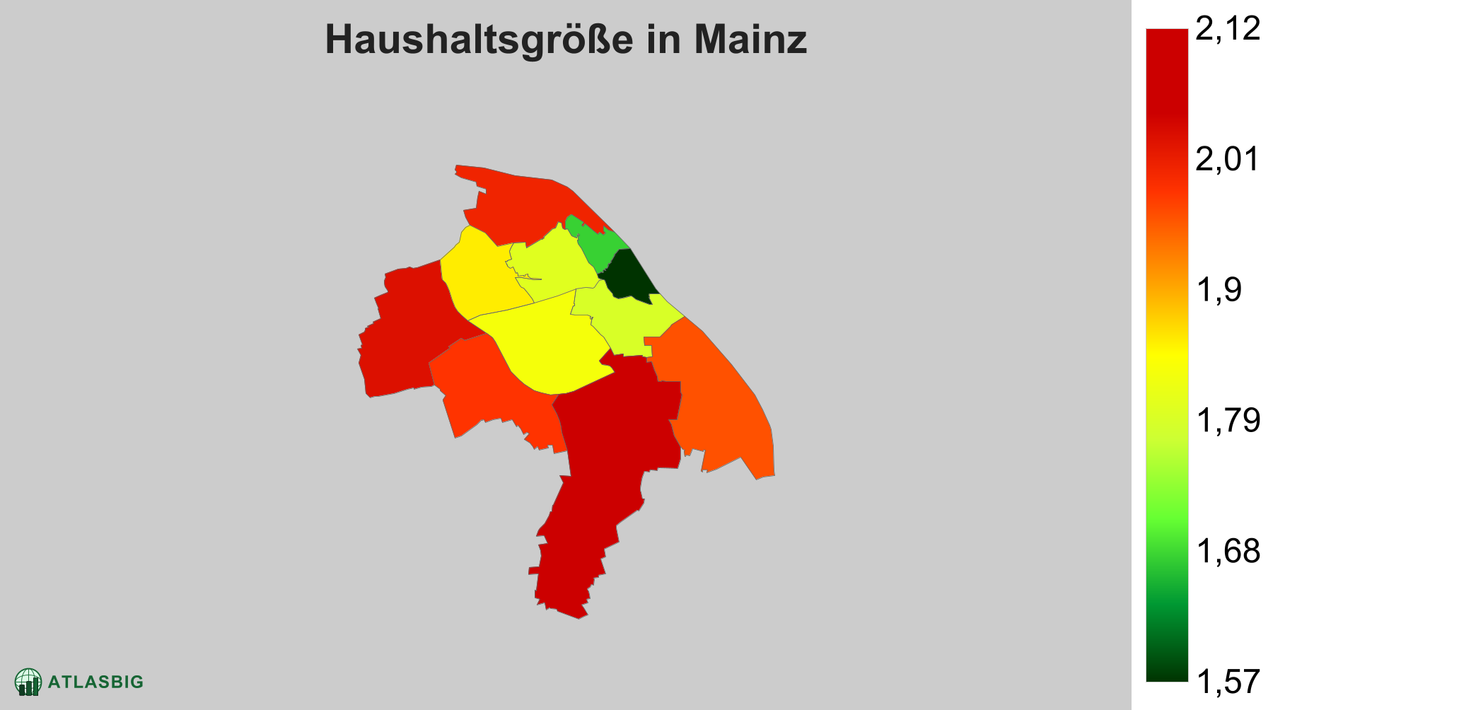 Durchschnittliche Haushaltsgröße in Mainz