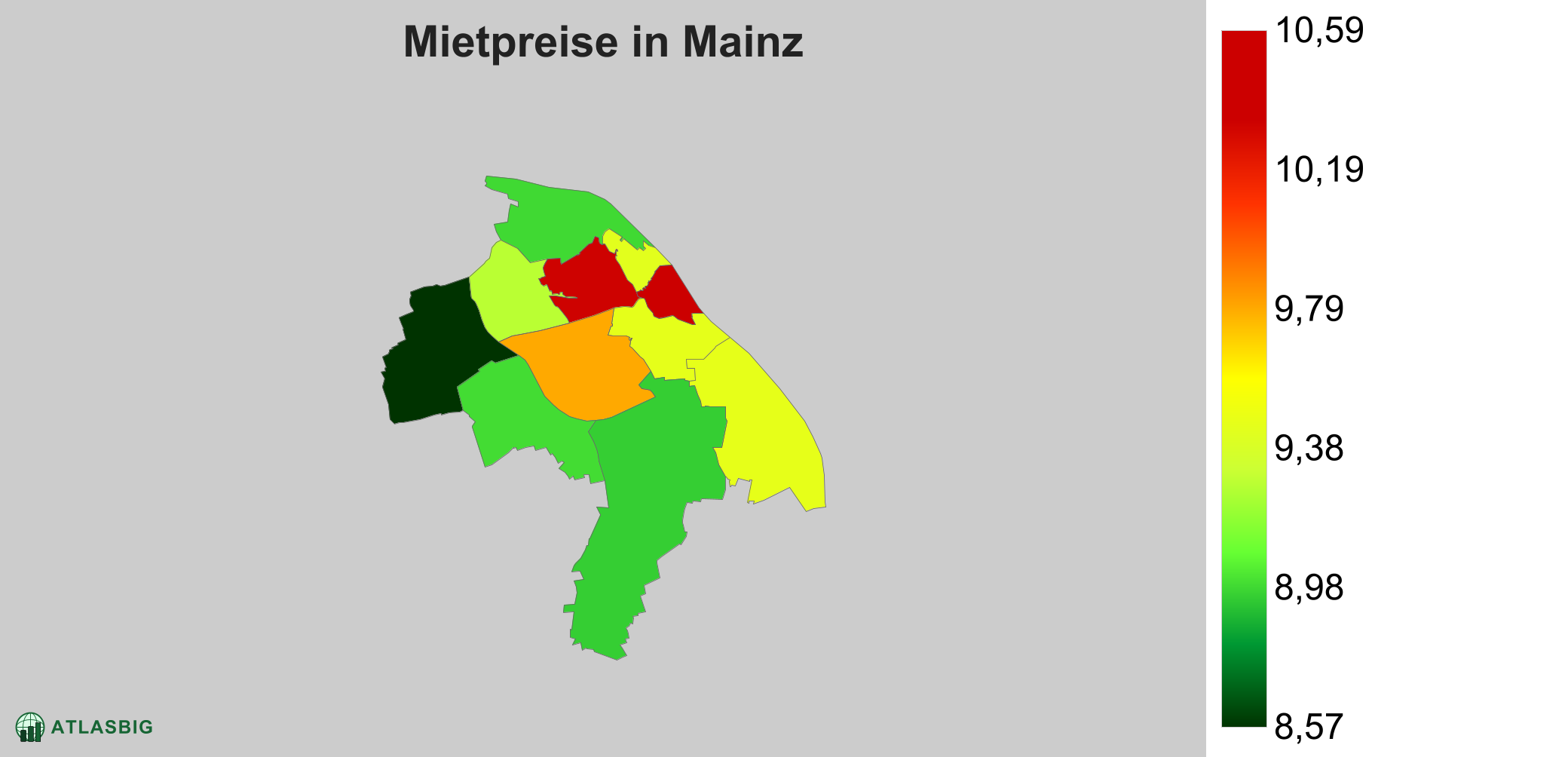 Mietpreise in Mainz: Durchschnittliche Kaltmiete pro m²