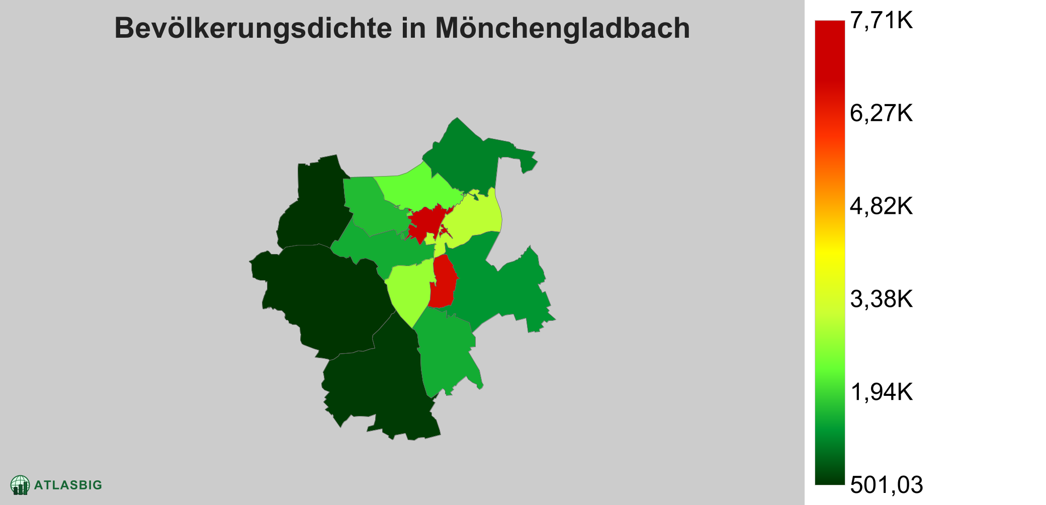 Bevölkerungsdichte in Mönchengladbach: Die am dichtesten besiedelten Gebiete