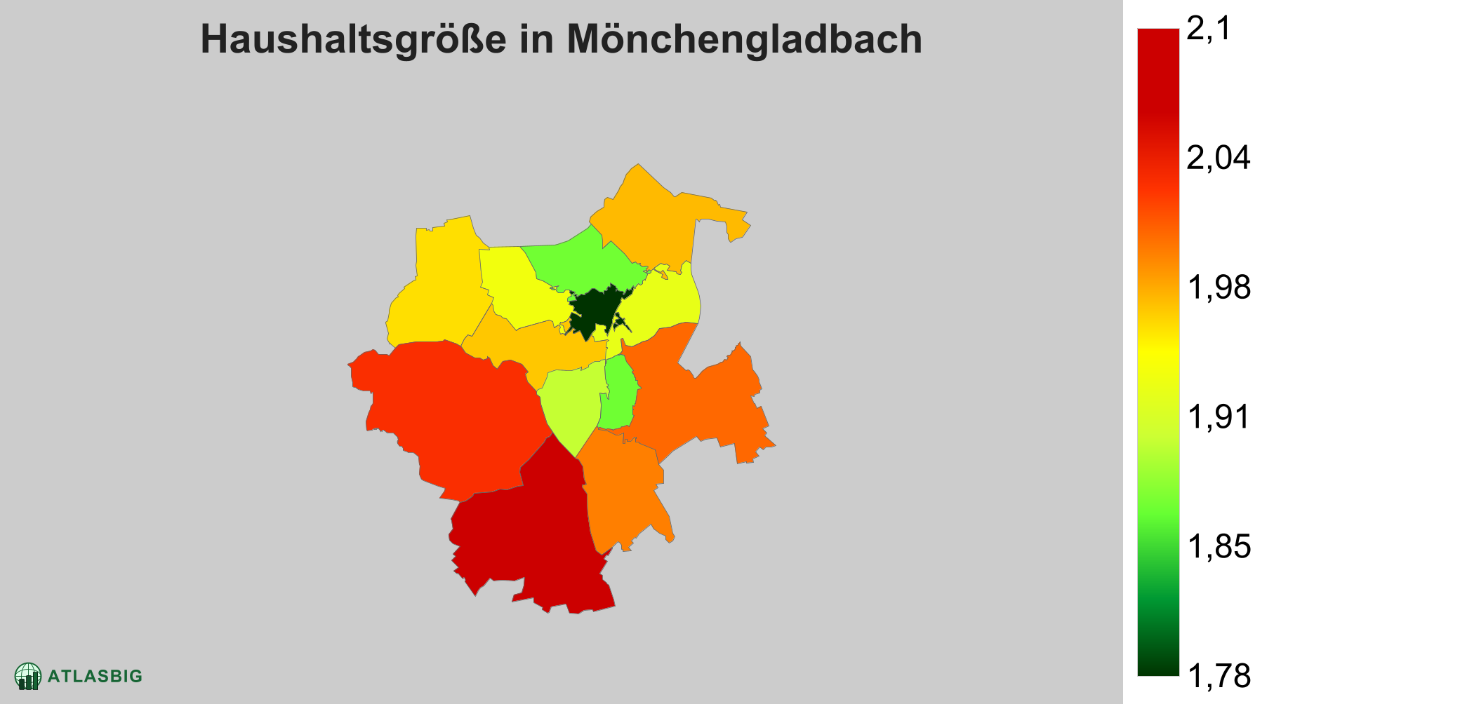 Durchschnittliche Haushaltsgröße in Mönchengladbach