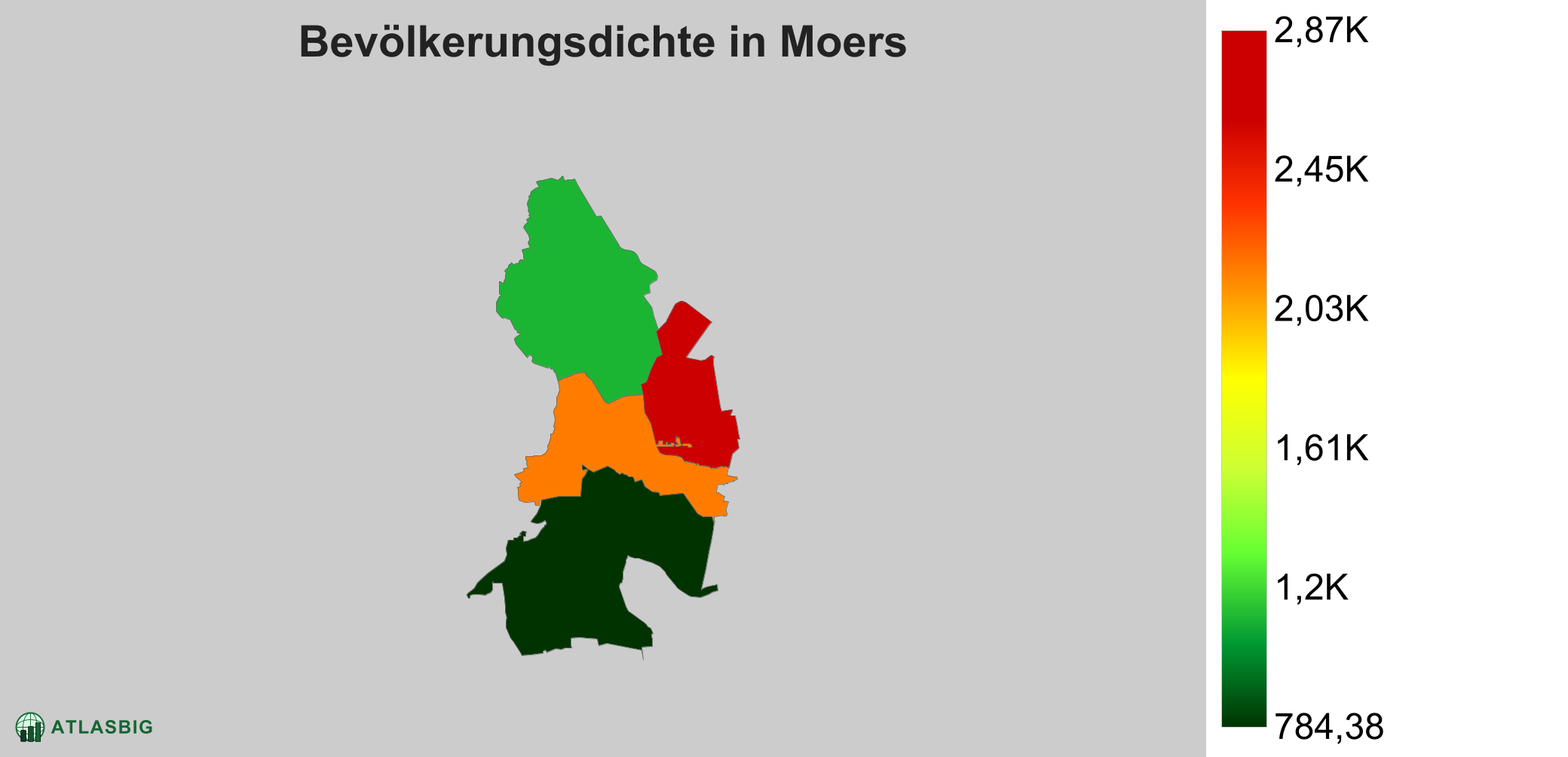 Bevölkerungsdichte in Moers: Die am dichtesten besiedelten Gebiete