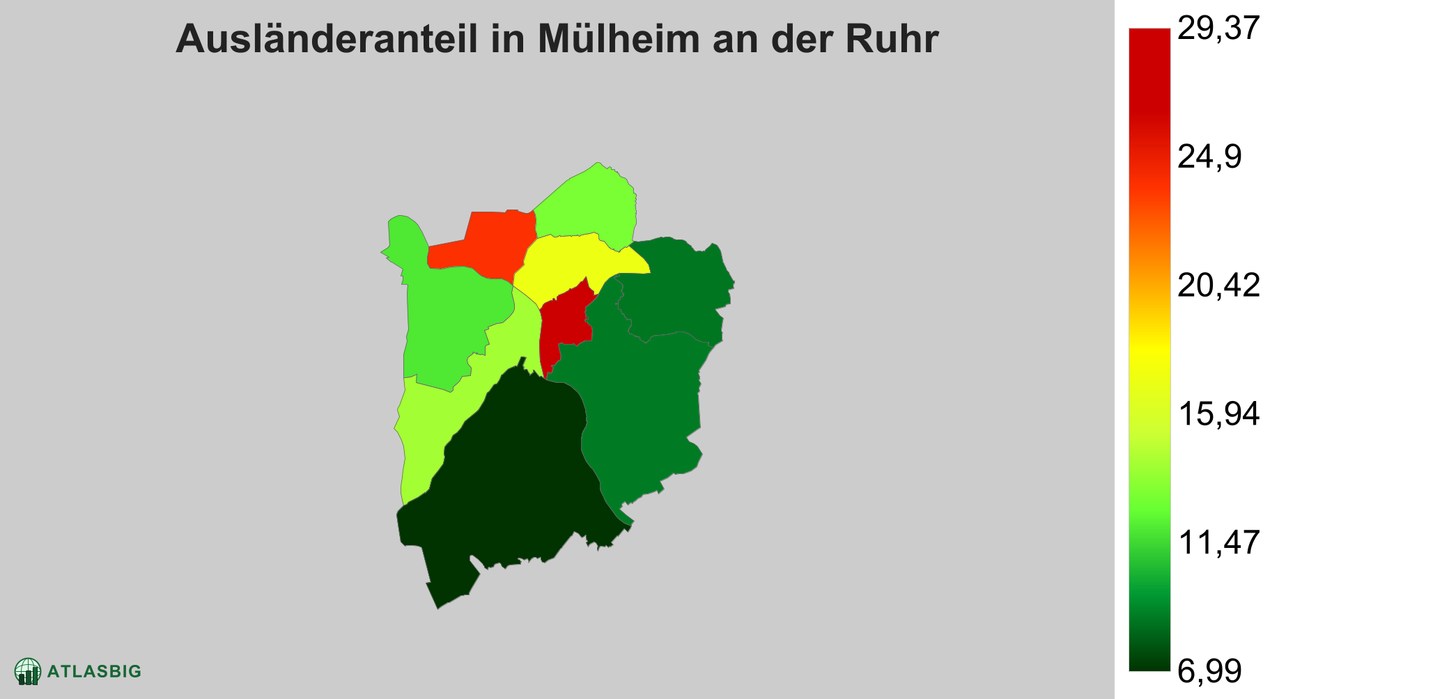 Ausländeranteil in Mülheim an der Ruhr: Wo die meisten Ausländer leben