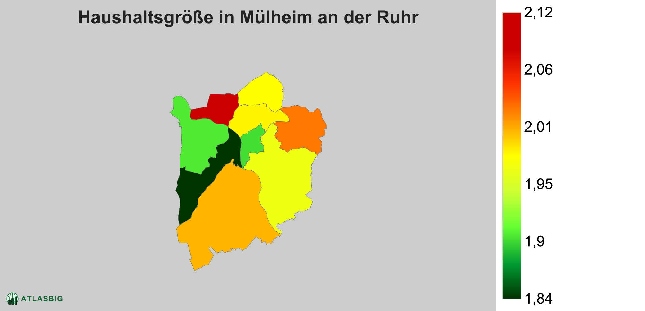 Durchschnittliche Haushaltsgröße in Mülheim an der Ruhr