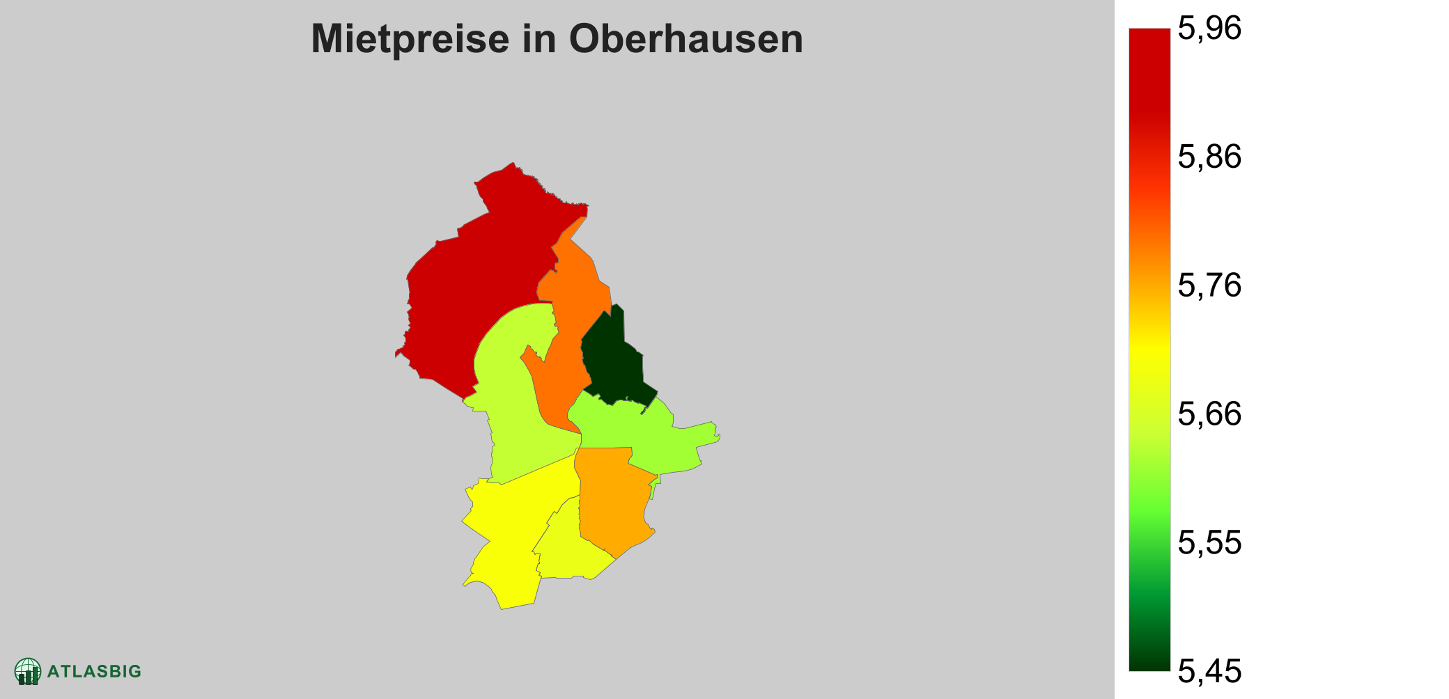Mietpreise in Oberhausen: Durchschnittliche Kaltmiete pro m²
