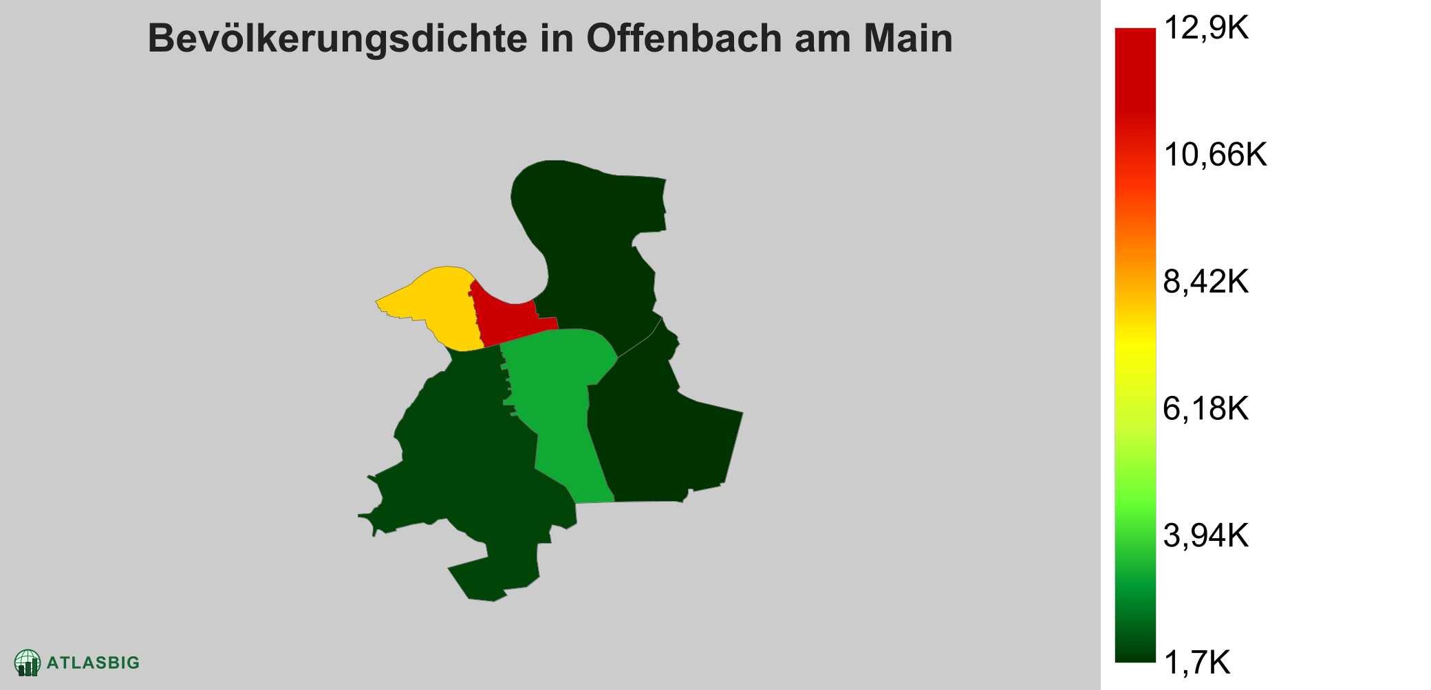 Bevölkerungsdichte in Offenbach am Main: Die am dichtesten besiedelten Gebiete