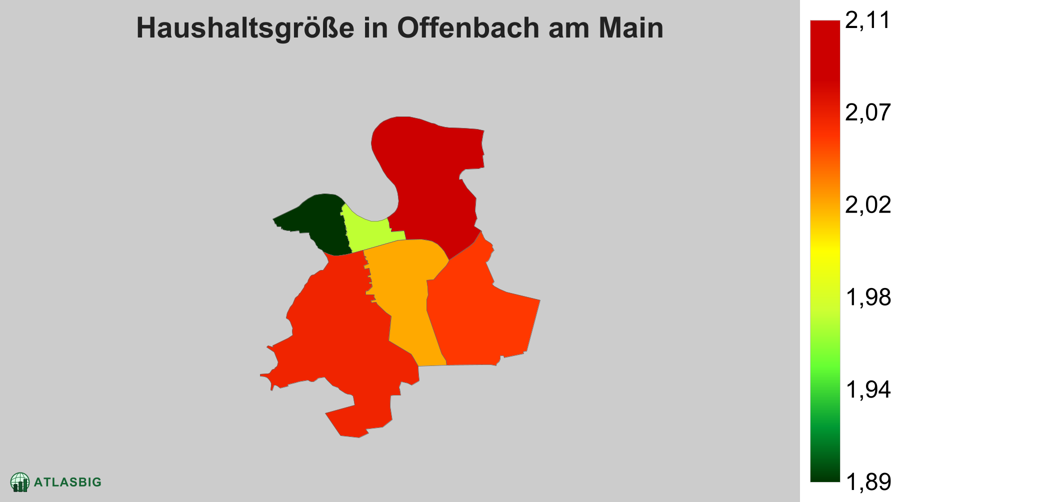 Durchschnittliche Haushaltsgröße in Offenbach am Main