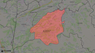 42657 mit angrenzenden Postleitzahlen Thumbnail