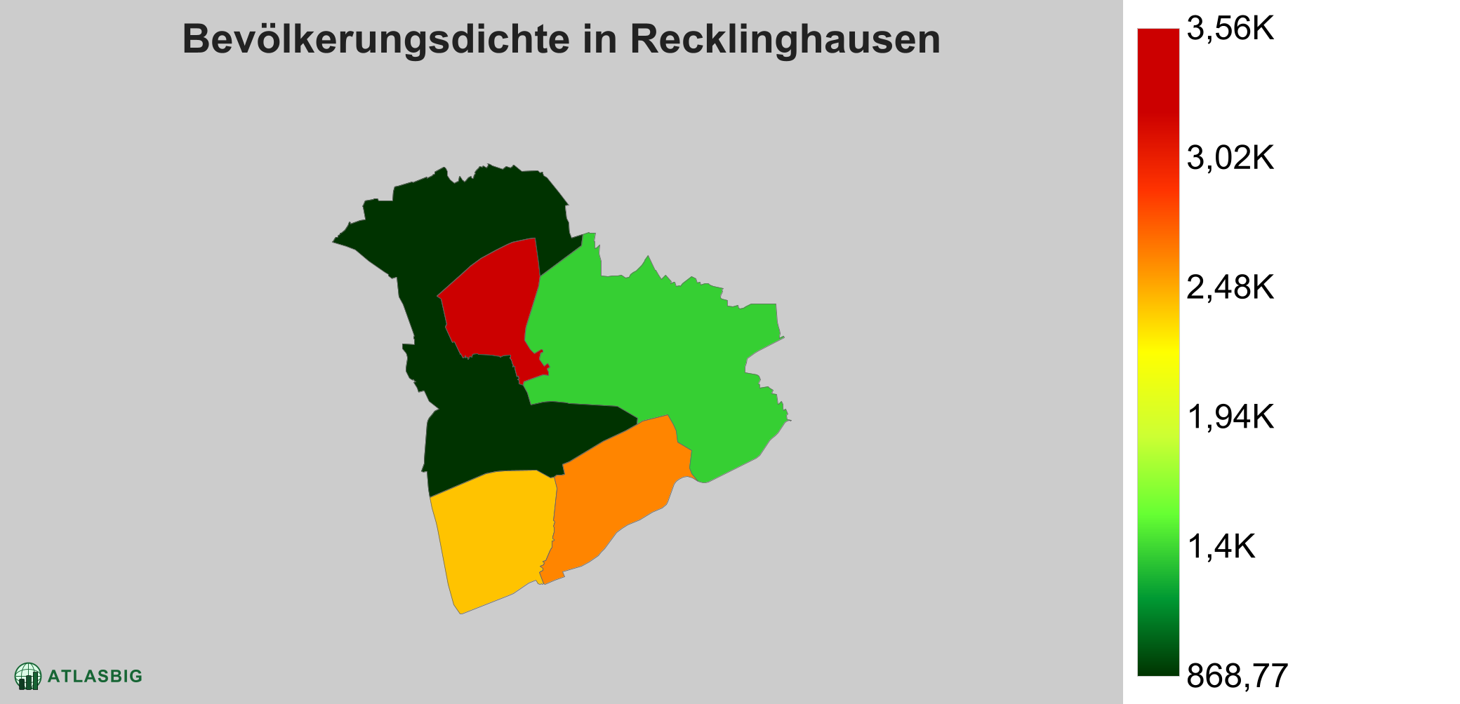 Bevölkerungsdichte in Recklinghausen: Die am dichtesten besiedelten Gebiete