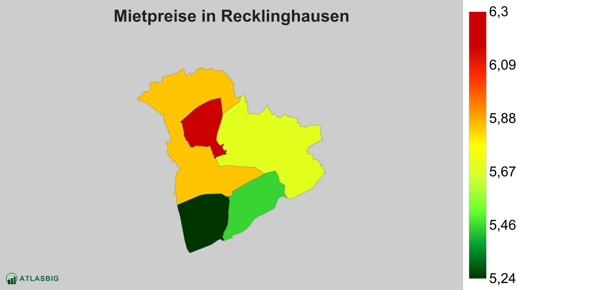 Mietpreise in Recklinghausen: Durchschnittliche Kaltmiete pro m²