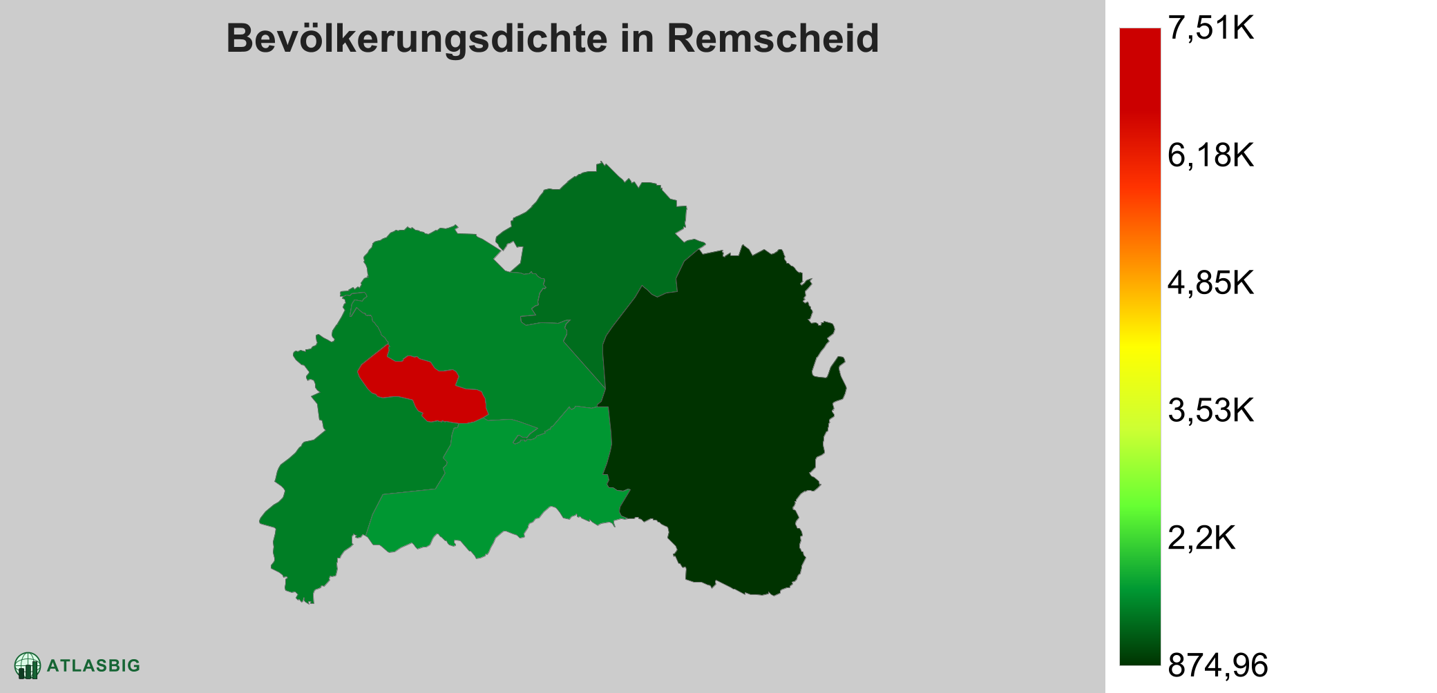 Bevölkerungsdichte in Remscheid: Die am dichtesten besiedelten Gebiete