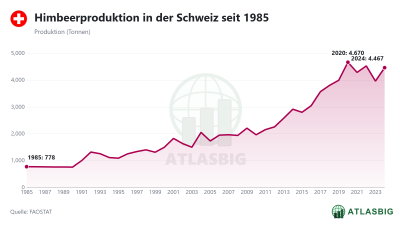 Himbeerproduktion in der Schweiz seit 1985 Thumbnail
