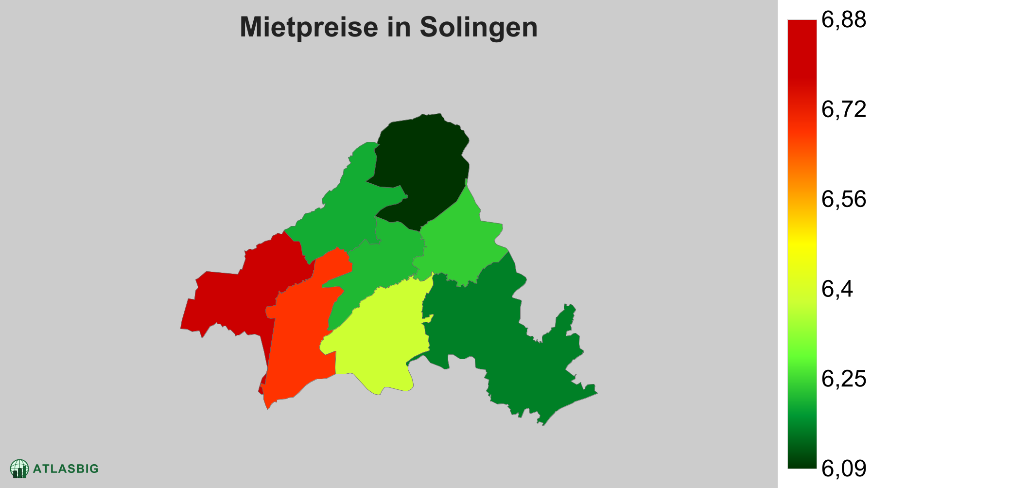 Mietpreise in Solingen: Durchschnittliche Kaltmiete pro m²