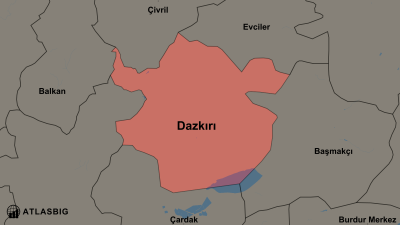 Karte von Dazkırı und den Nachbarkreisen Thumbnail