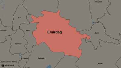 Karte von Emirdağ und den Nachbarkreisen Thumbnail