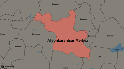 Karte von Afyonkarahisar Merkez und den Nachbarkreisen Thumbnail