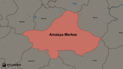 Karte von Amasya Merkez und den Nachbarkreisen Thumbnail
