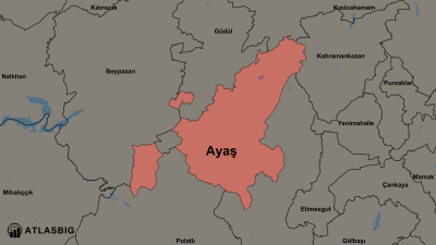 Karte von Ayaş und den Nachbarkreisen Thumbnail