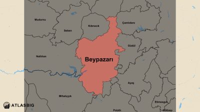 Karte von Beypazarı und den Nachbarkreisen Thumbnail