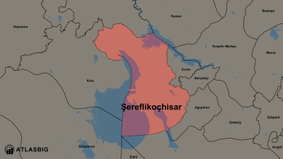 Karte von Şereflikoçhisar und den Nachbarkreisen Thumbnail