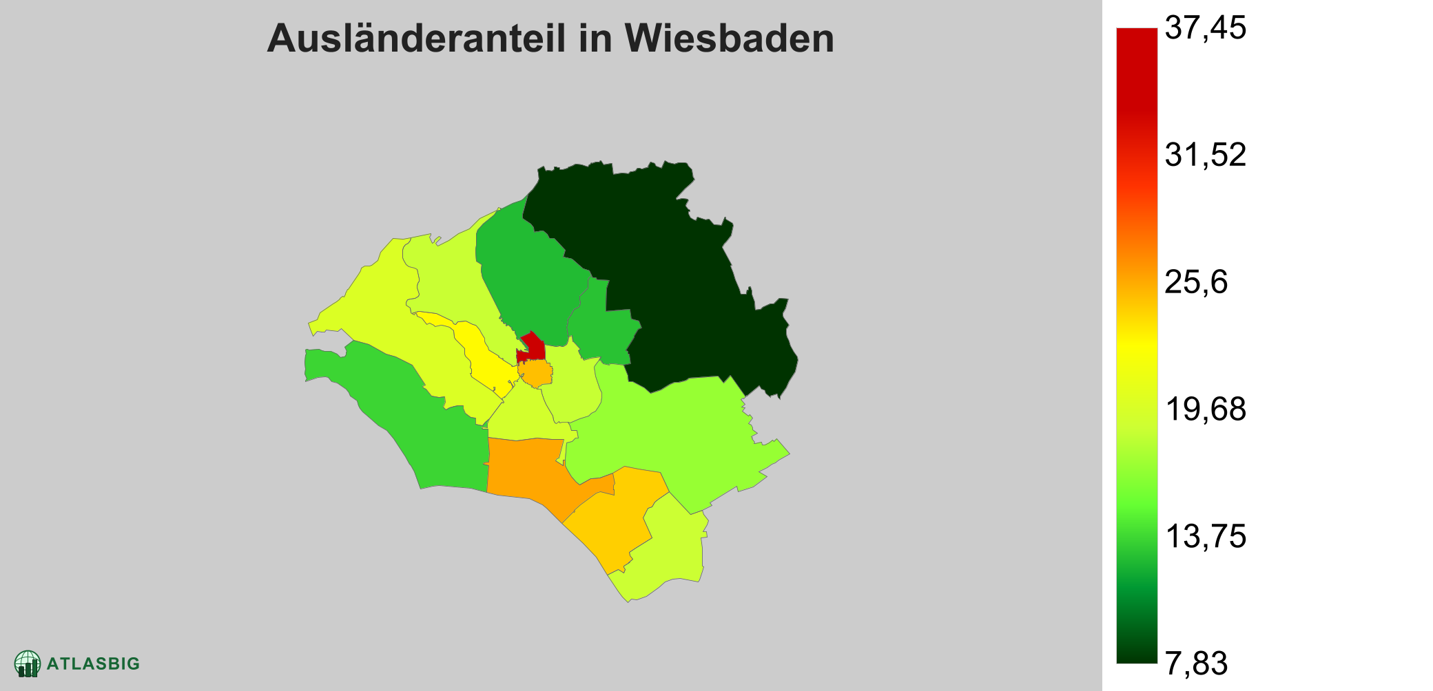 Ausländeranteil in Wiesbaden: Wo die meisten Ausländer leben