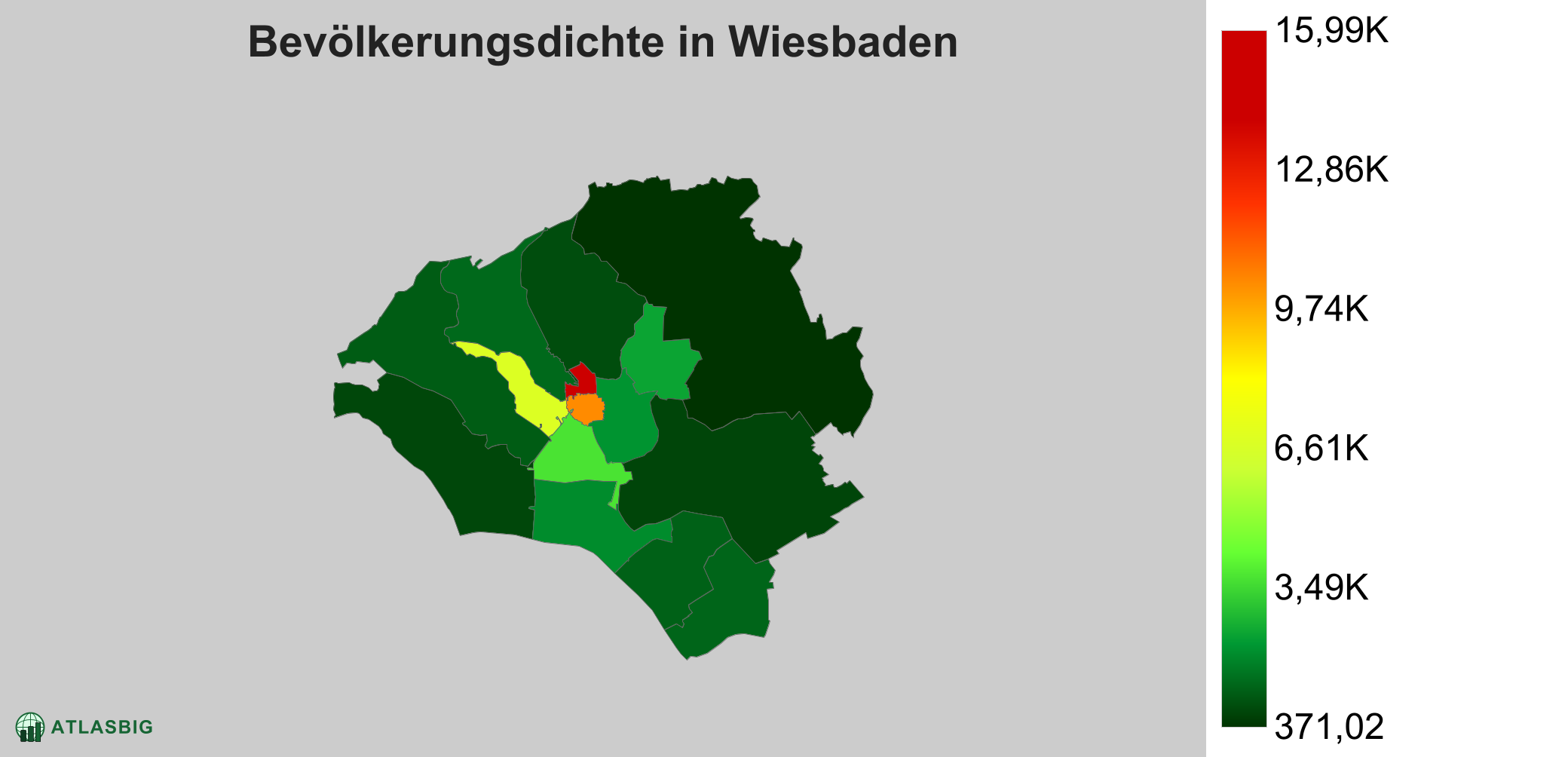 Bevölkerungsdichte in Wiesbaden: Die am dichtesten besiedelten Gebiete