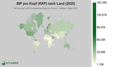 BIP pro Kopf (KKP) nach Land 2026 Thumbnail