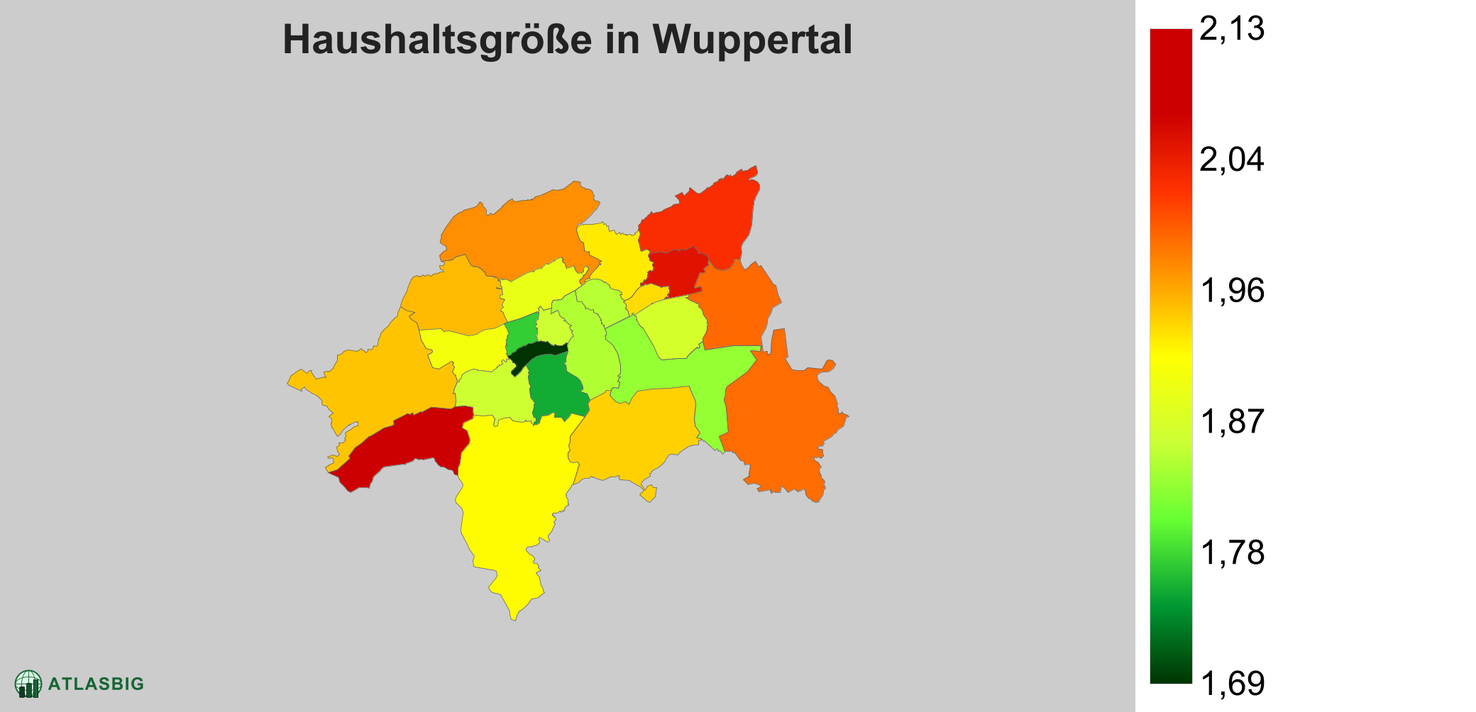 Durchschnittliche Haushaltsgröße in Wuppertal