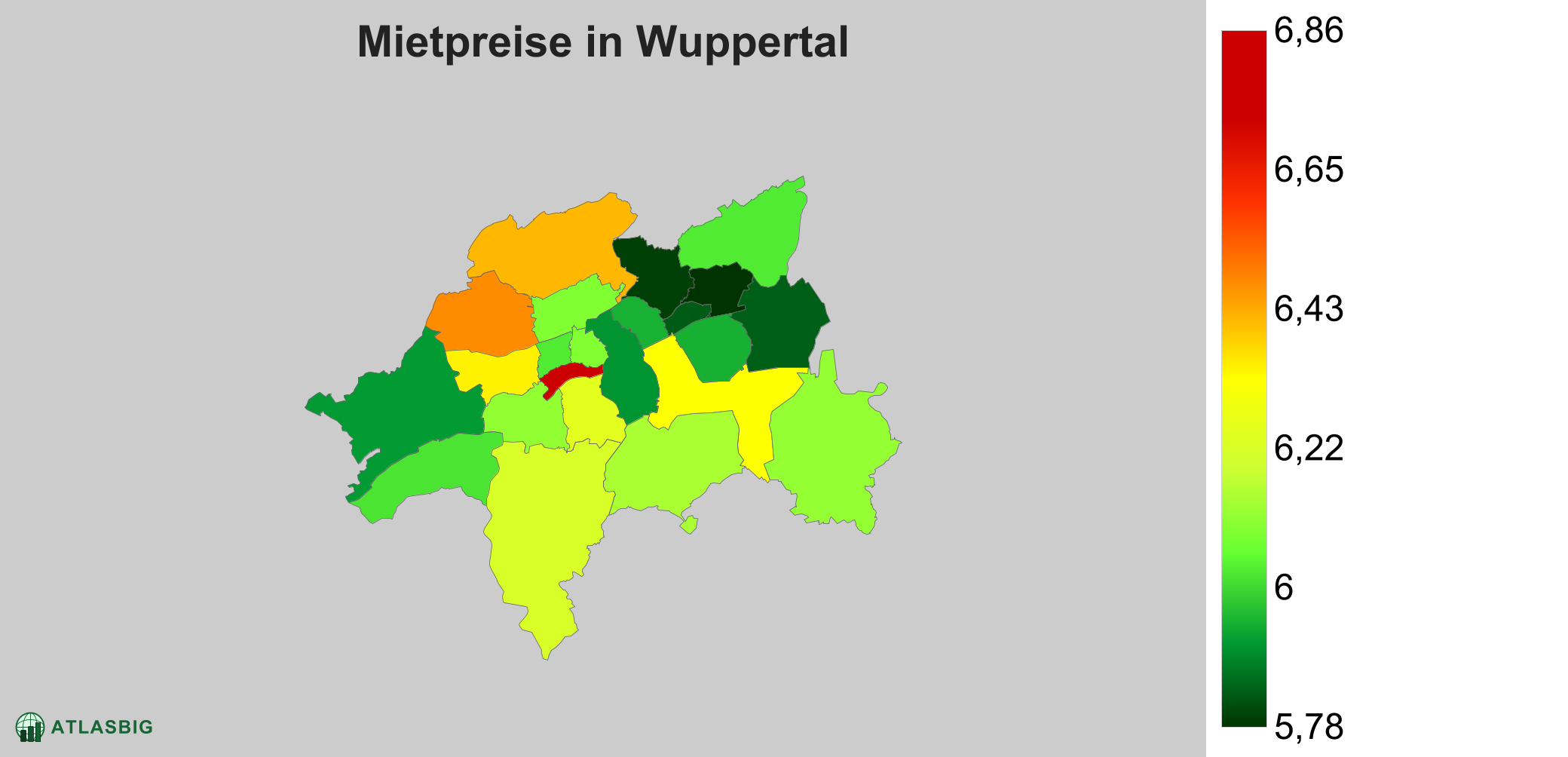 Mietpreise in Wuppertal: Durchschnittliche Kaltmiete pro m²